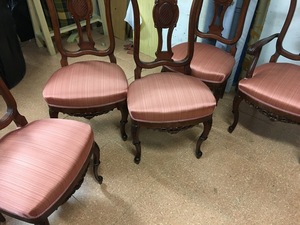 tapizado de seis sillas de muelles en tela damasco en barajas